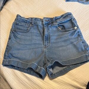 American Eagle Outfitters Blue Jean Shorts High-Waisted Cuffed